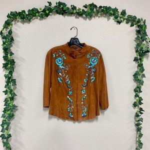 Roberto Cavalli embroidered suede jacket